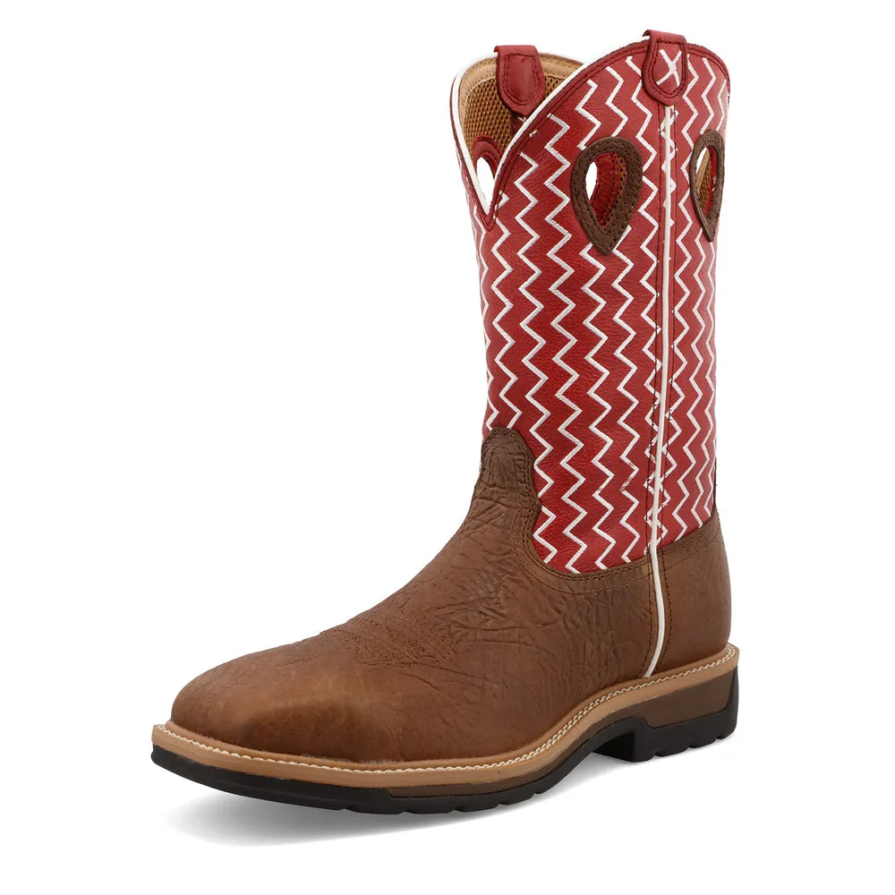 Twisted X 12″ Western Work Boot Distressed Saddle Shoulder / Cherry